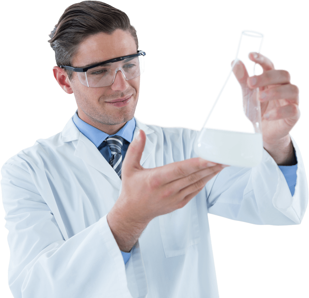 Transparent Scientist Examining Flask in Lab Attire - Download Free Stock Images Pikwizard.com