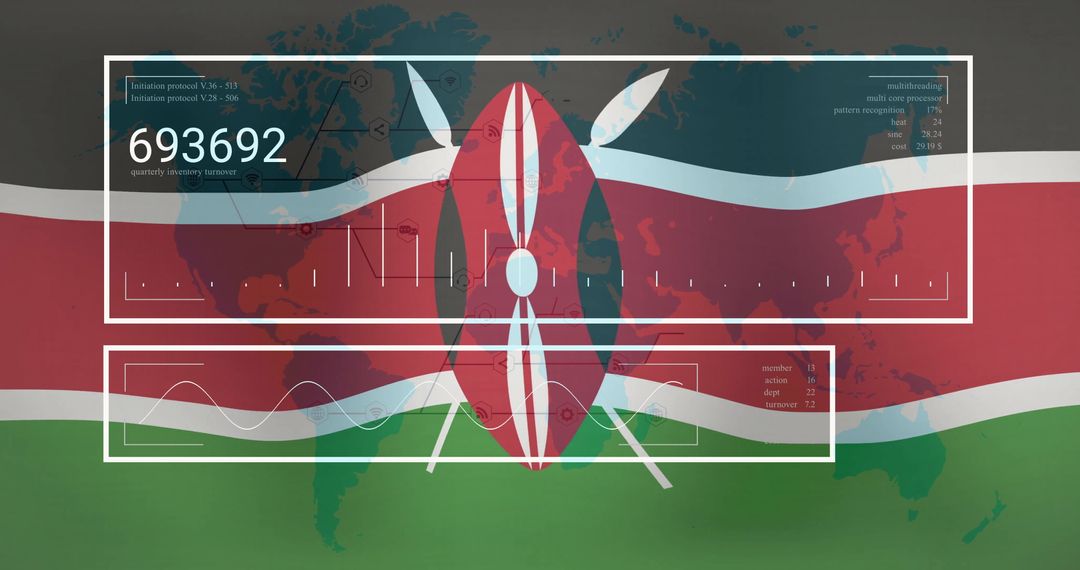 Kenya National Symbol in Futuristic Infographic Interface