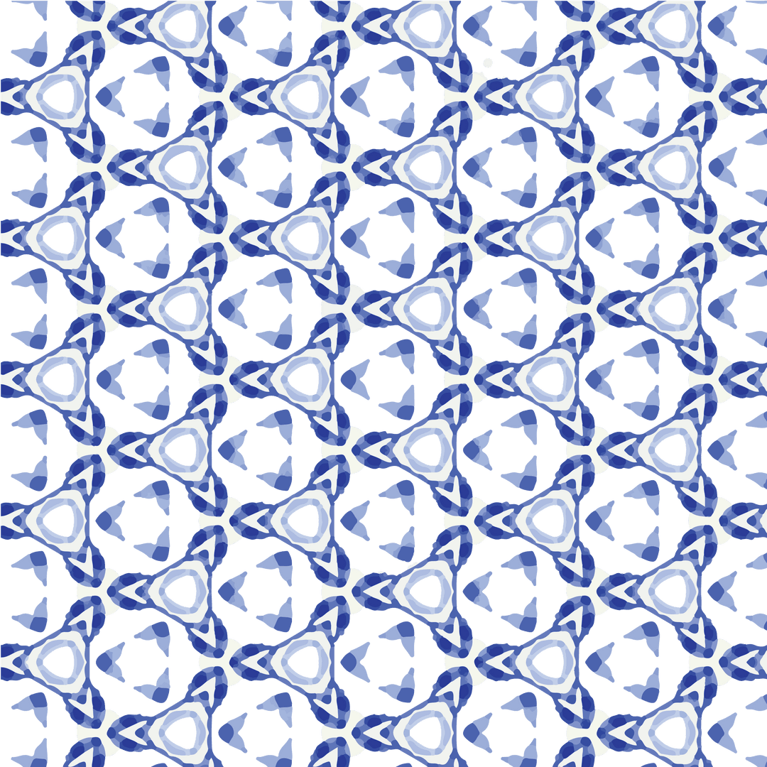 Intricate Blue Geometric Pattern on Transparent Background