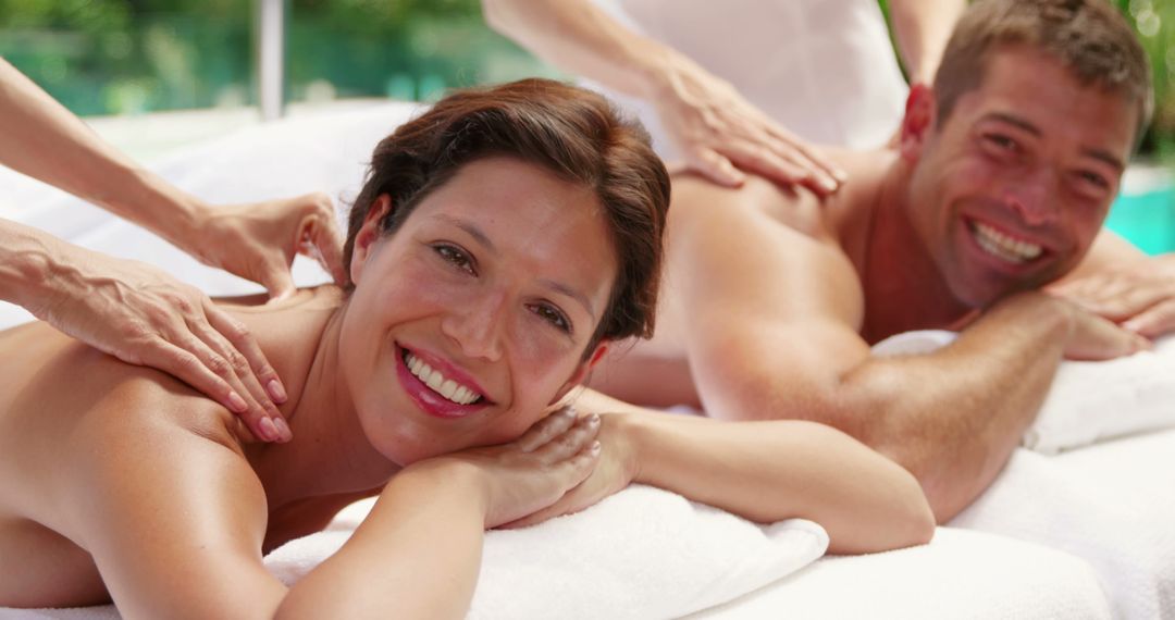 Couple Enjoying Relaxing Outdoor Massage Together - Free Images, Stock Photos and Pictures on Pikwizard.com