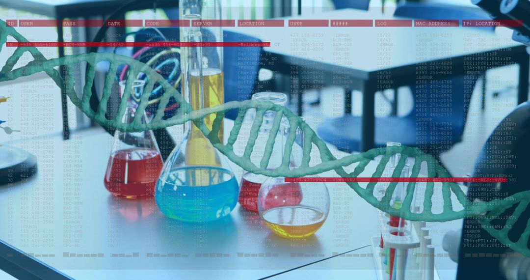 DNA Sequence Overlay on Laboratory Apparatus
