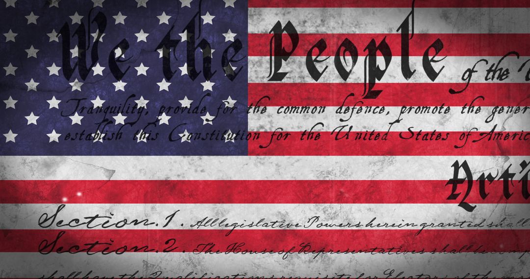 American Constitution on Distressed Flag Background