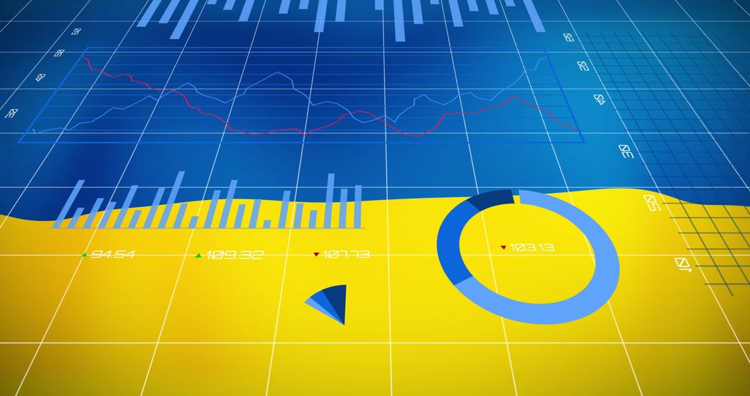 Colorful Data Visualizations on a Digital Dashboard Background