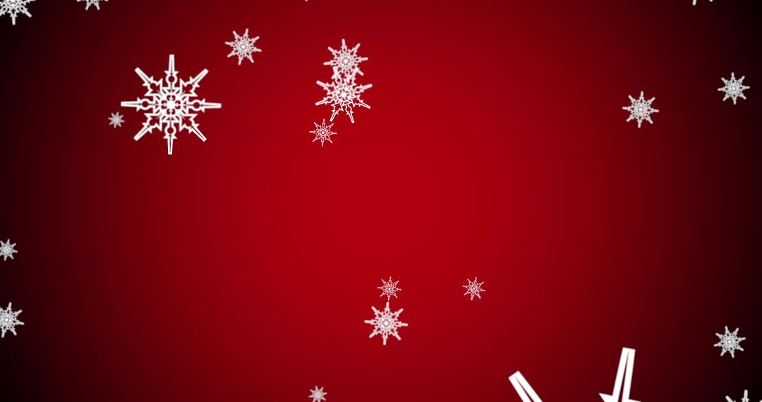 Falling snowflakes on red background for festive celebrations