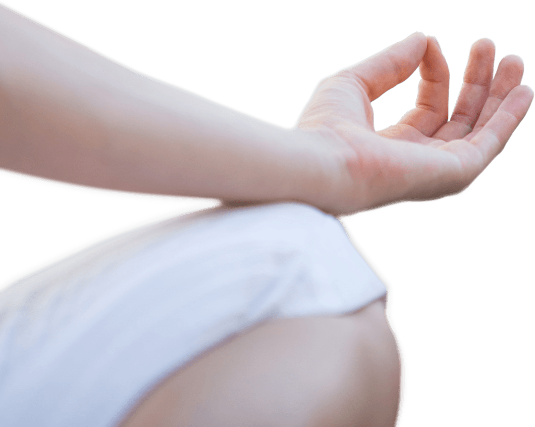 Caucasian Hand Gesturing for Yoga Meditation on Transparent Background