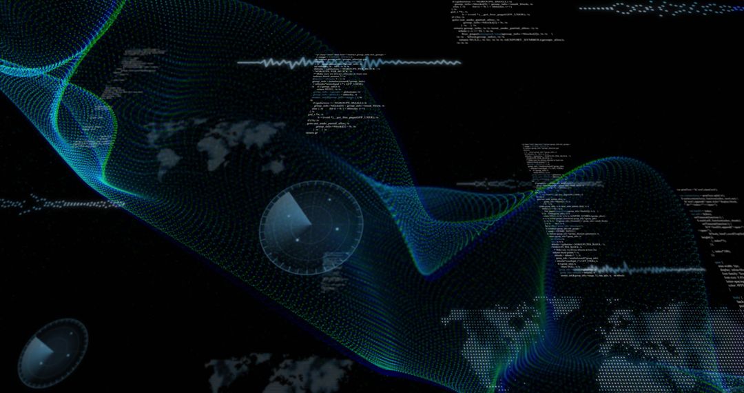Abstract Digital Data Visualization with Codes and Futuristic Graphs