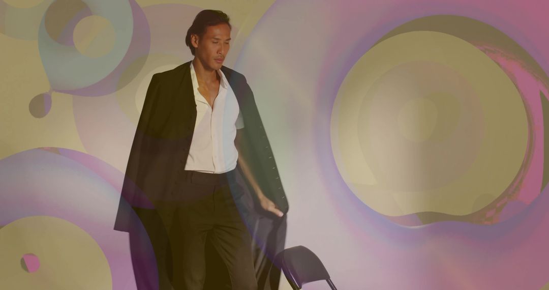 Dynamic Model Posing in Vibrant Artistic Lighting