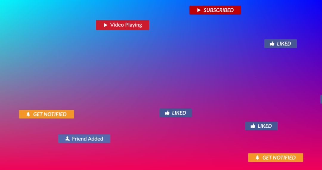 Social Media Interaction Notifications on Gradient Background