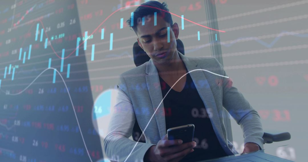 Indian Analyst Evaluating Stock Patterns on Smartphone