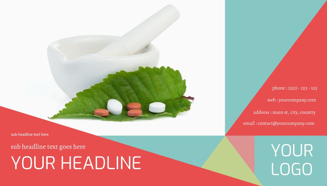 Health and Wellness Concept with Mortar, Pills, and Leaves