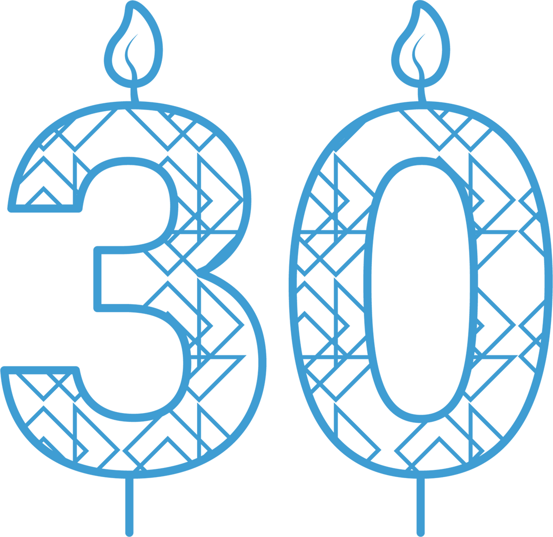 Transparent 30th Birthday Blue Candles with Pattern on Transparent Background - Download Free Stock Images Pikwizard.com