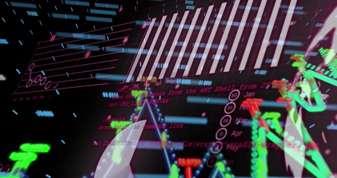Abstract Digital Data Streams on Black Background