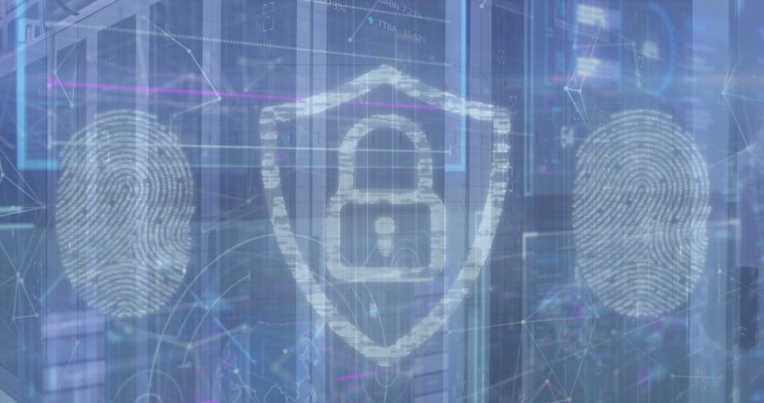 Digital Fingerprint Security with Lock and Shield Overlay