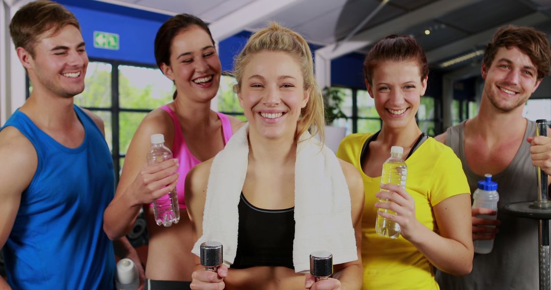 Smiling Group of Friends Working Out at Gym Together - Free Images, Stock Photos and Pictures on Pikwizard.com