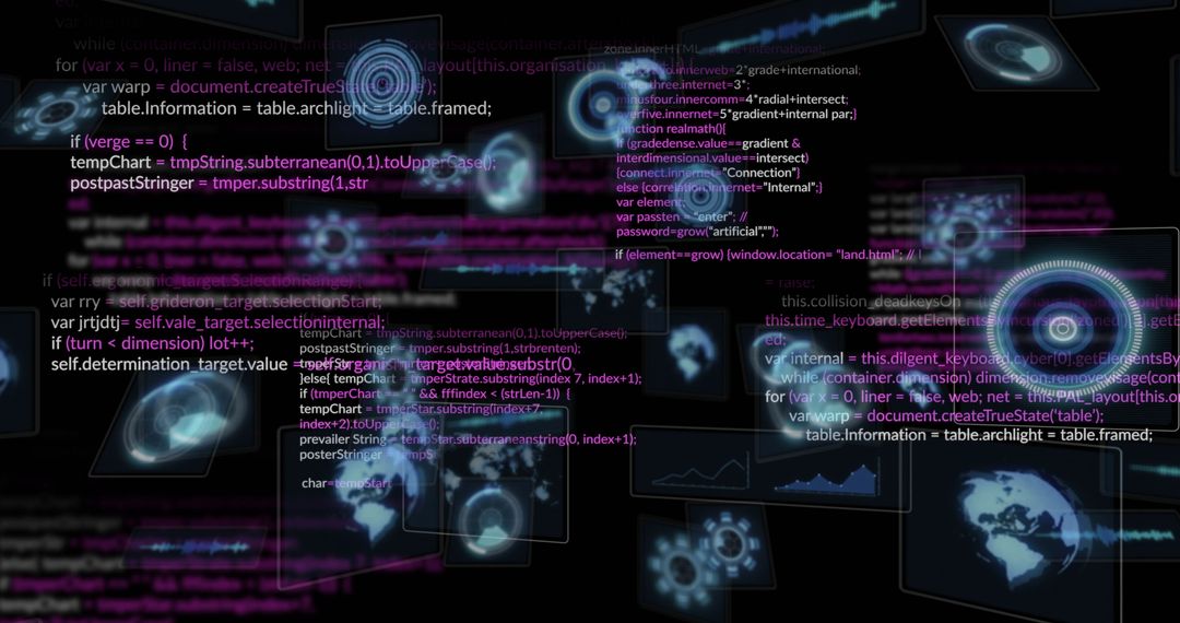 Futuristic Digital Interface with Floating Codes