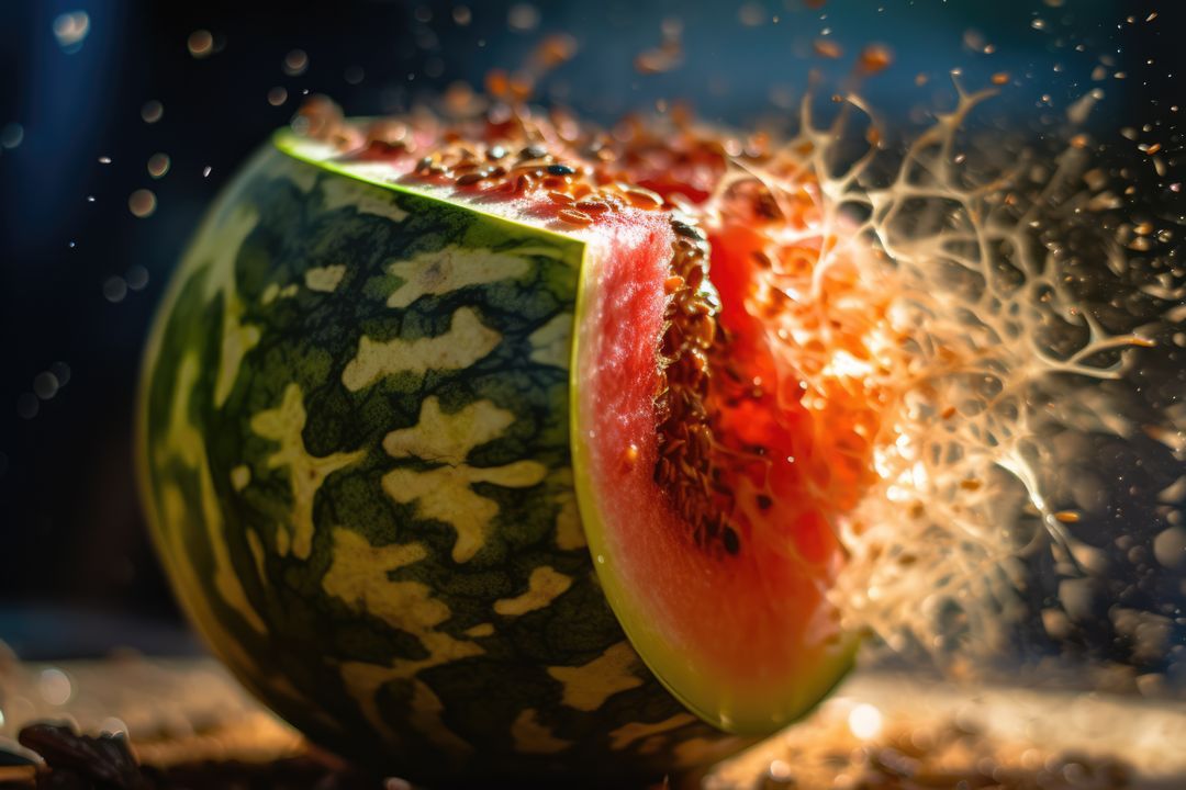 Exploding Watermelon Captured in Vivid Detail - Free Images, Stock Photos and Pictures on Pikwizard.com