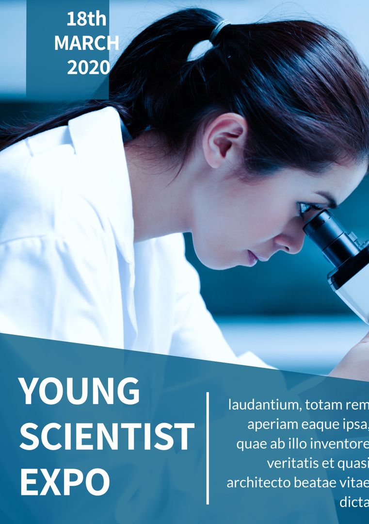 Young Scientist Engaging with Microscope at Educational Science Expo