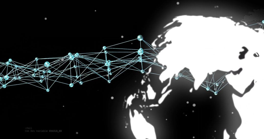 Global Digital Network with Rotating World Map