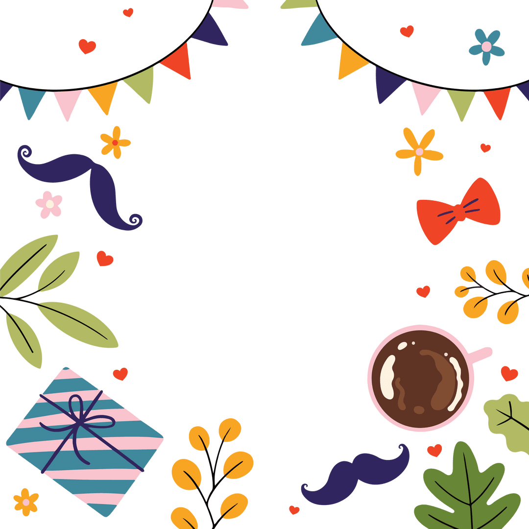 Transparent Festive Frame with Party Doodles and Decorations