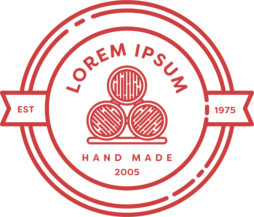 Transparent Vintage Red Badge with Barrels and Placeholder Text