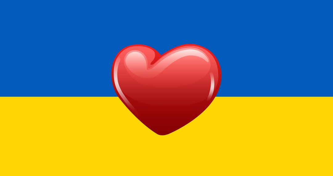 Heart Symbol Over Ukraine Flag Showing Support and Solidarity