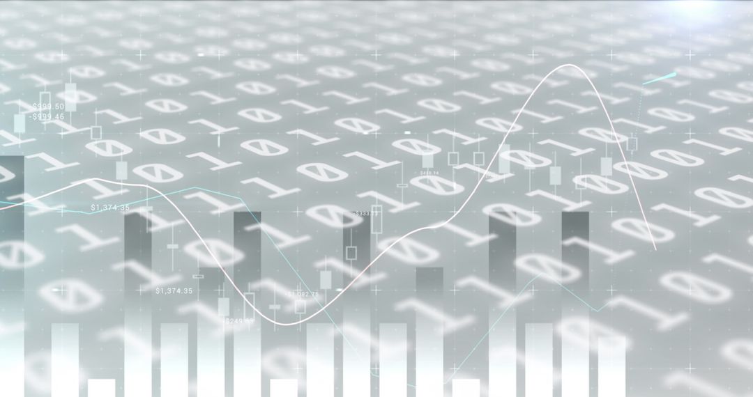 Binary Code Blending With Financial Data Animation