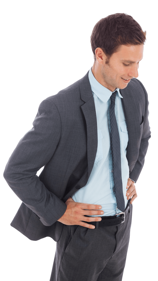 Cheerful Businessman Standing with Hands on Hips Rendered Transparent