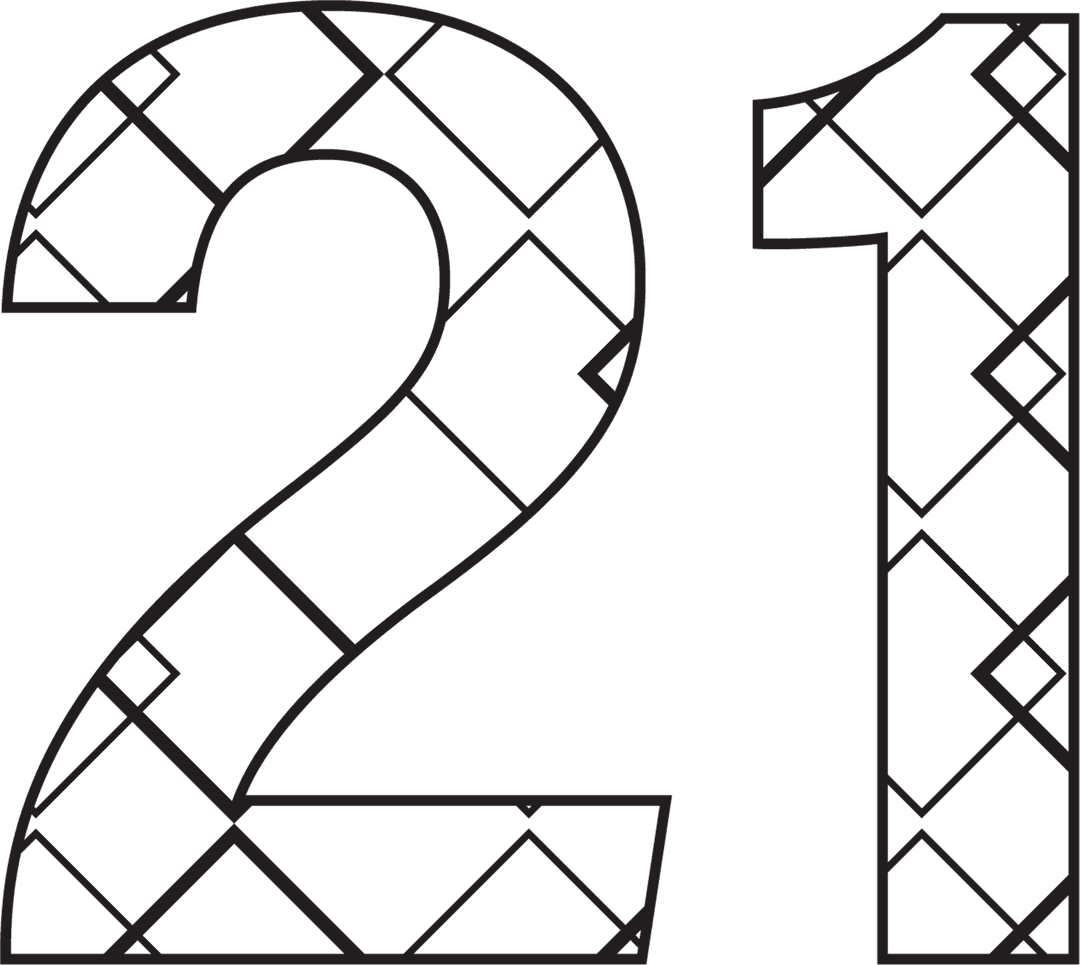 Stylish Geometric Pattern Number 21 on Transparent Background