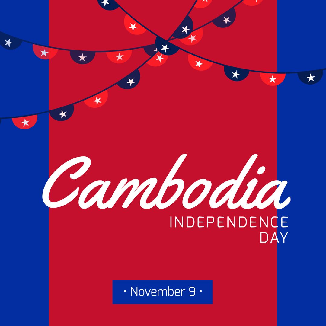 Cambodia Independence Day Celebration Poster with National Colors