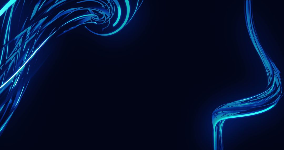 Abstract High-Tech Blue Light Trails on Black Background