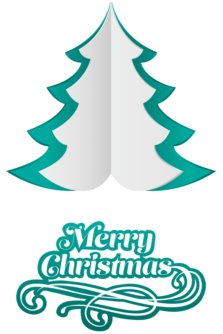 Transparent Christmas Fir Tree with Merry Christmas Text