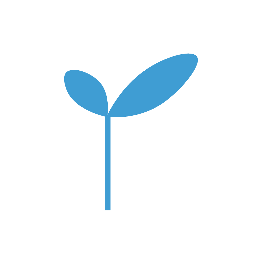 Minimalist Blue Plant Symbol on Transparent Background