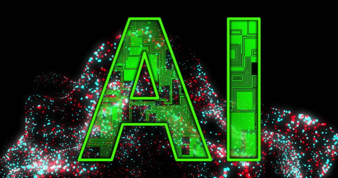 Futuristic AI Text with Glowing Digital Connections