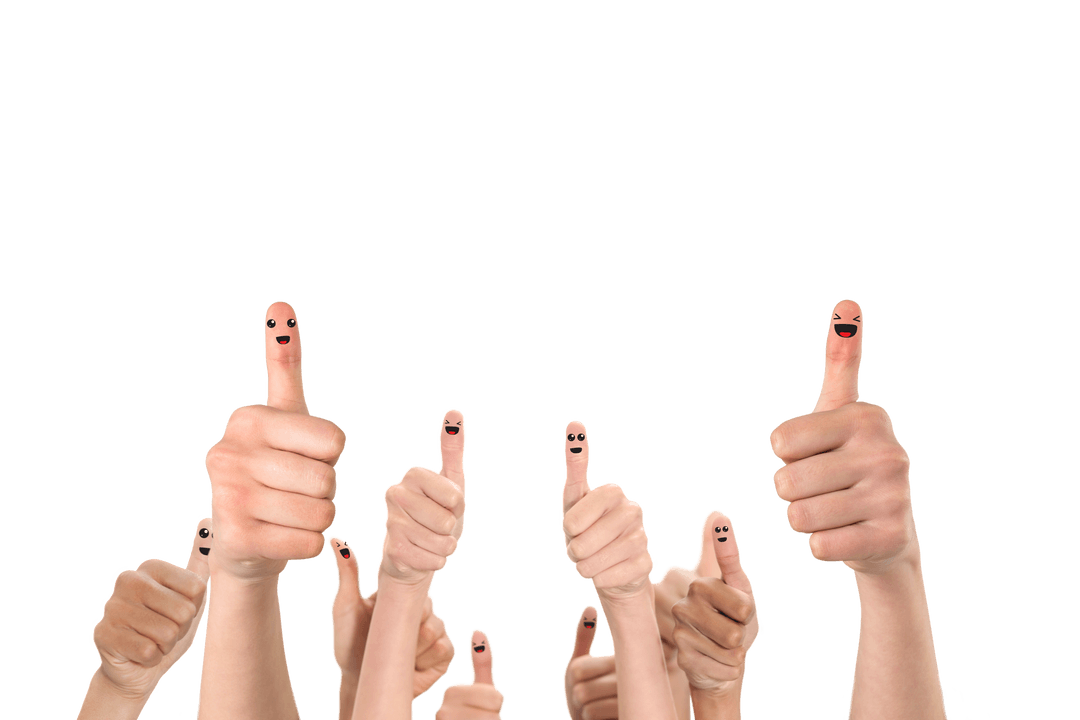 Cheerful Thumbs Up Illustrations on Transparent Background