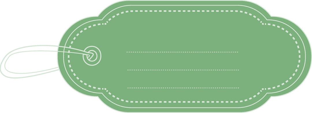 Green Gift Label Isolated on Transparent Background with String