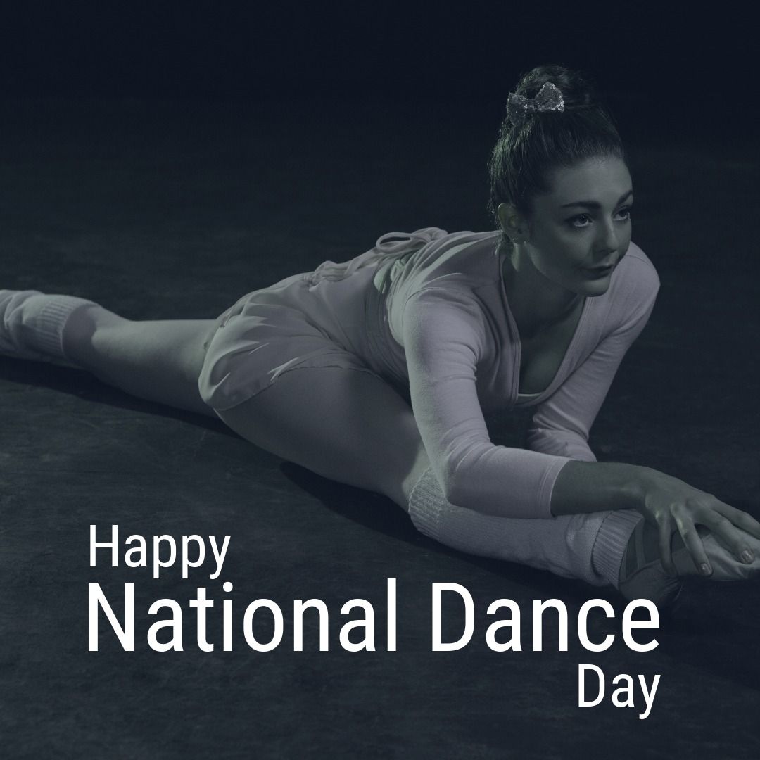 Image of caucasian ballerina and happy national dance day - Download Free Stock Templates Pikwizard.com