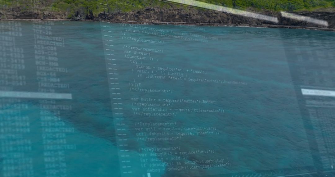 Translucent Programming Code Over Ocean Background