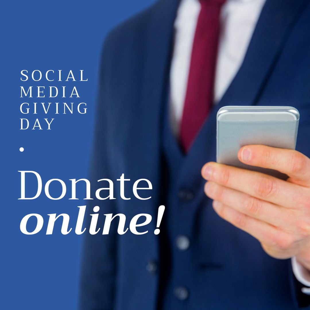 Businessman Encouraging Online Donations for Fundraising Campaign