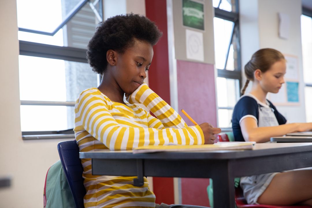 Diverse Students Learning in Classroom Setting with Focused Engagement