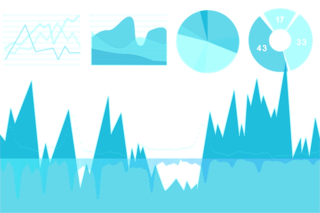 Transparent Blue Elements Illustrating Business Analytics Trends