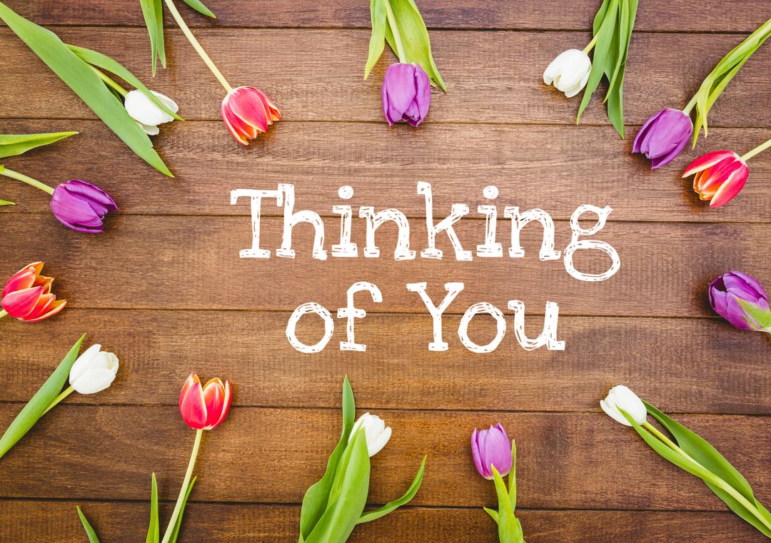Colorful Tulips with Heartfelt Thinking of You Message
