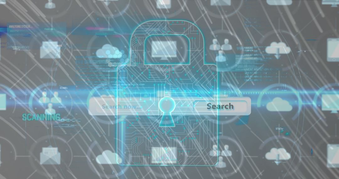 Digital Network Security Concept with Lock Icon