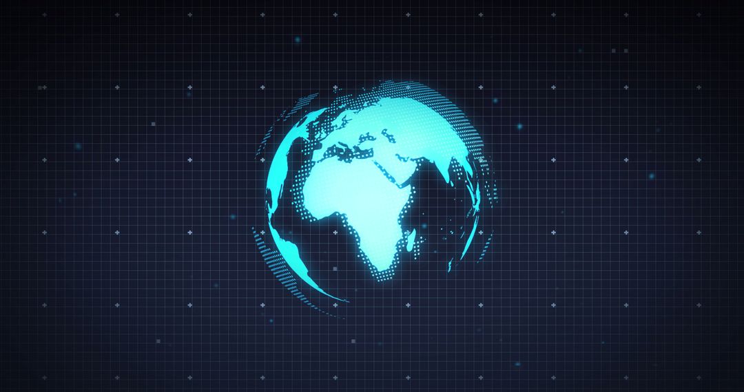 Digital Globe with Data Scanning Elements on Grid Background