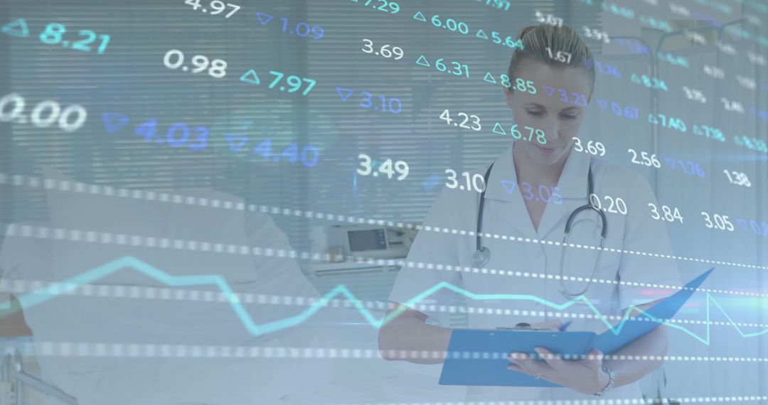 Digital Medical Data Processing Concept with Female Doctor