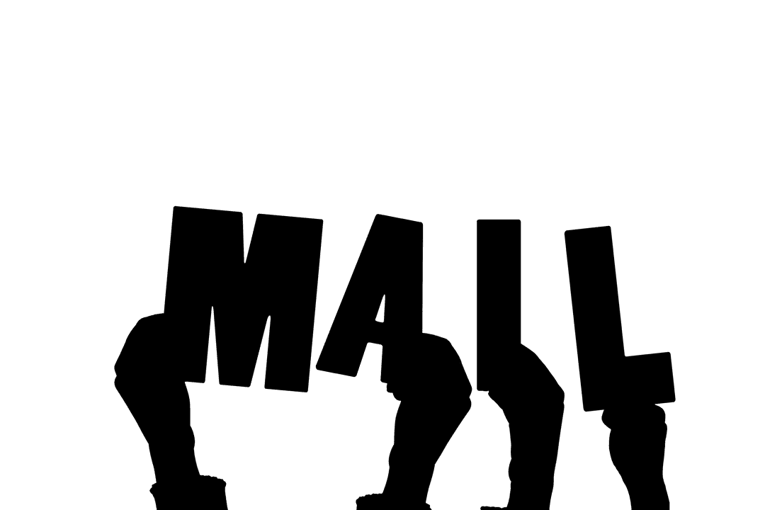 Transparent Hands Holding Bold Mail Text Illustration