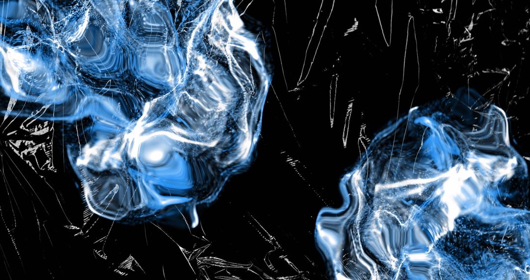 Abstract Blue and White Light Patterns on Shiny Black Surface