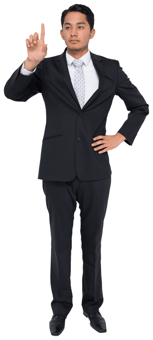 Biracial Businessman Making Virtual Selection Transparent Background