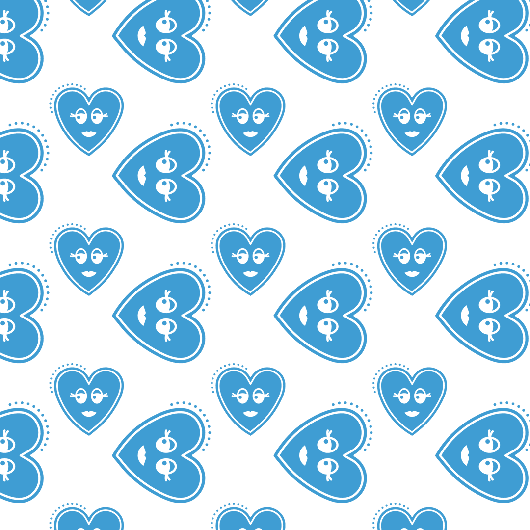 Blue Heart Pattern on Transparent Background for Creative Designs