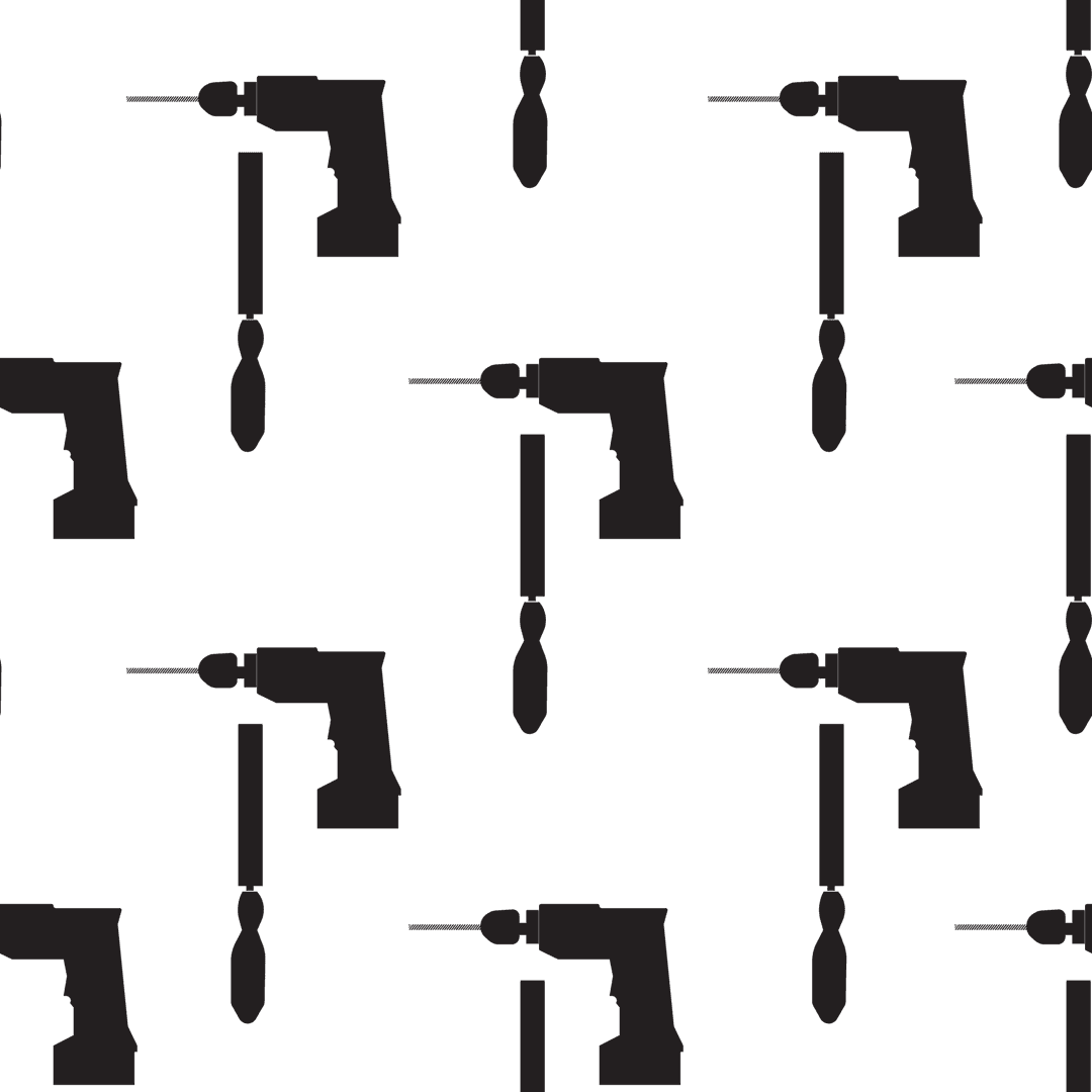 Repeating Black Drills Chisels Transparent Background Design
