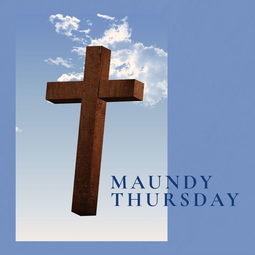 Maundy Thursday Religious Cross Against Sky Background